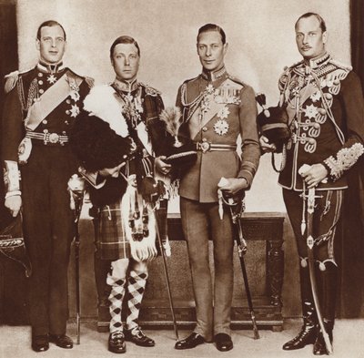 König Edward VIII. (zweiter von links) und seine Brüder von English Photographer