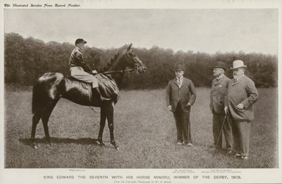 König Edward VII. mit seinem Pferd Minoru, Gewinner des Derbys von English Photographer