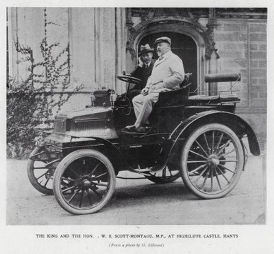 König Edward VII. mit dem Abgeordneten W. E. Scott-Montagu im Highcliffe Castle, Hampshire von English Photographer