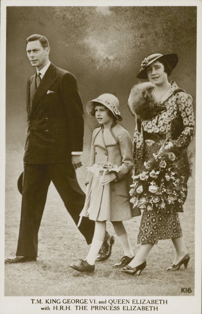 König George VI. und Königin Elizabeth mit Prinzessin Elizabeth von English Photographer
