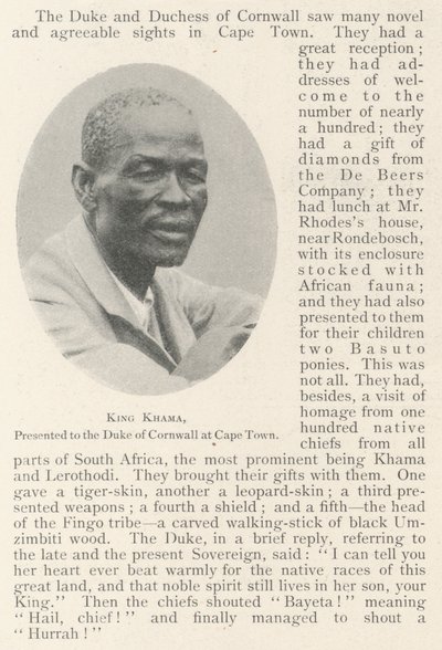 König Khama, dem Herzog von Cornwall in Kapstadt vorgestellt von English Photographer
