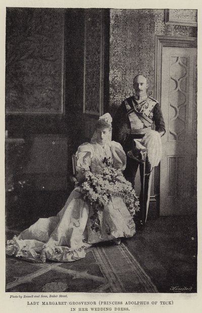 Lady Margaret Grosvenor (Prinzessin Adolphus von Teck) in ihrem Hochzeitskleid von English Photographer