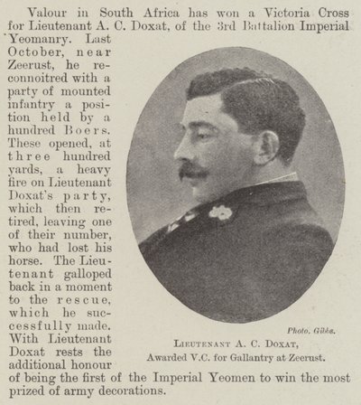 Leutnant A C Doxat, ausgezeichnet mit dem VC für Tapferkeit in Zeerust von English Photographer