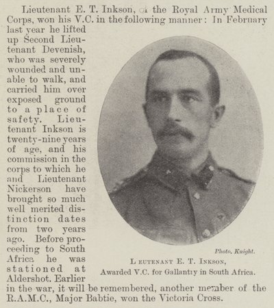 Leutnant E T Inkson, ausgezeichnet mit dem VC für Tapferkeit in Südafrika von English Photographer