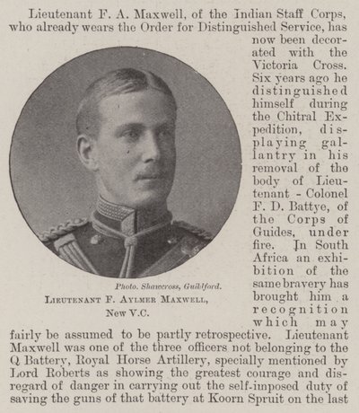 Leutnant F Aylmer Maxwell, neuer VC von English Photographer