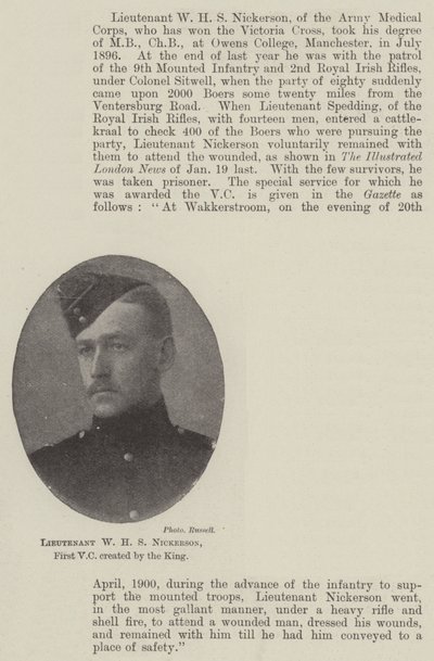 Leutnant W H S Nickerson, das erste Victoria-Kreuz, das vom König verliehen wurde von English Photographer