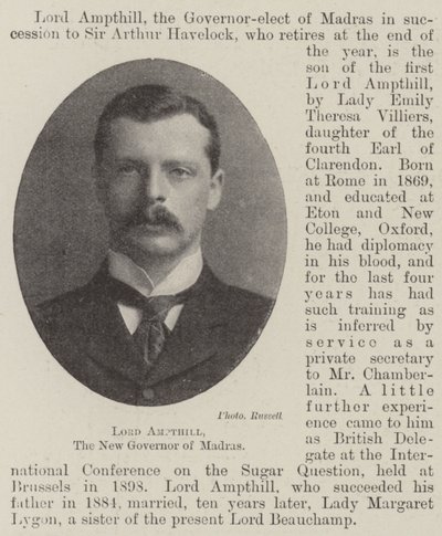 Lord Ampthill, der neue Gouverneur von Madras von English Photographer