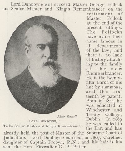 Lord Dunboyne, Senior Master und King