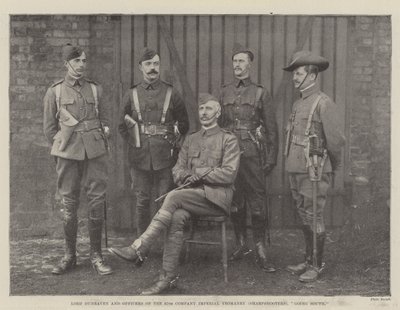 Lord Dunraven und Offiziere der 67. Kompanie der Imperial Yeomanry (Scharfschützen), auf dem Weg nach Süden von English Photographer