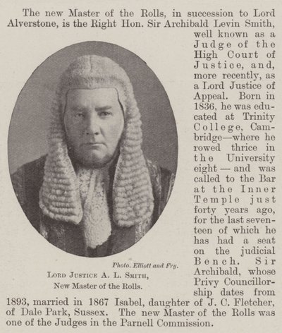 Lord Justice A L Smith, neuer Master of the Rolls von English Photographer