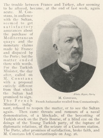 M Constans, französischer Botschafter aus Konstantinopel zurückgerufen von English Photographer