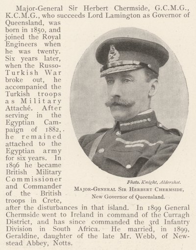 Generalmajor Sir Herbert Chermside, neuer Gouverneur von Queensland von English Photographer