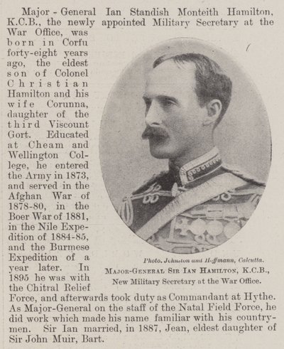 Generalmajor Sir Ian Hamilton, KCB, neuer Militärsekretär im Kriegsministerium von English Photographer