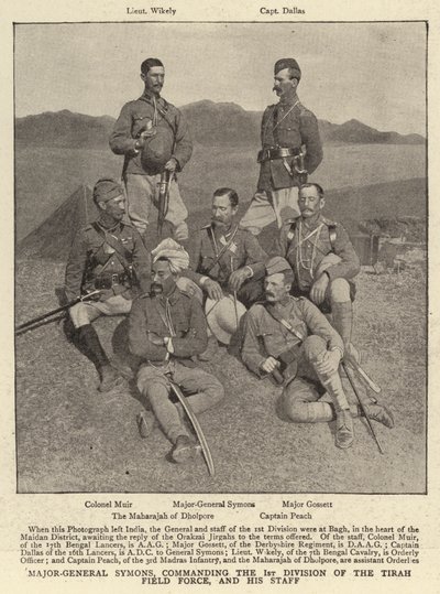 Generalmajor Symons, Kommandeur der 1. Division der Tirah-Feldtruppe, und sein Stab von English Photographer