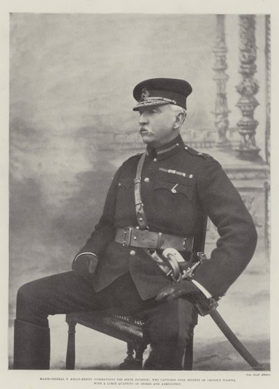 Generalmajor T Kelly-Kenny (Kommandeur der sechsten Division), der über siebzig von Cronjes Wagen mit einer großen Menge an Vorräten und Munition erbeutete von English Photographer