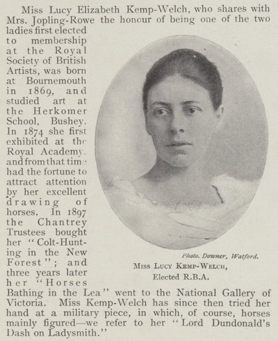Miss Lucy Kemp-Welch, gewählt zur RBA von English Photographer