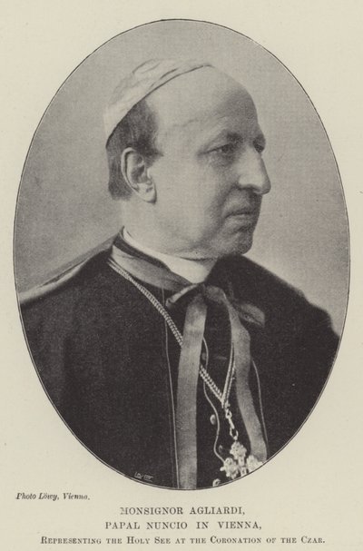Monsignore Agliardi, päpstlicher Nuntius in Wien, Vertreter des Heiligen Stuhls bei der Krönung des Zaren von English Photographer