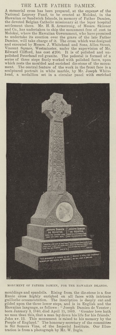 Denkmal von Pater Damien, für die Hawaii-Inseln von English Photographer