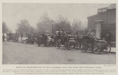 Motorwagen-Demonstrationen des Automobilclubs, der Start vom Whitehall Court von English Photographer
