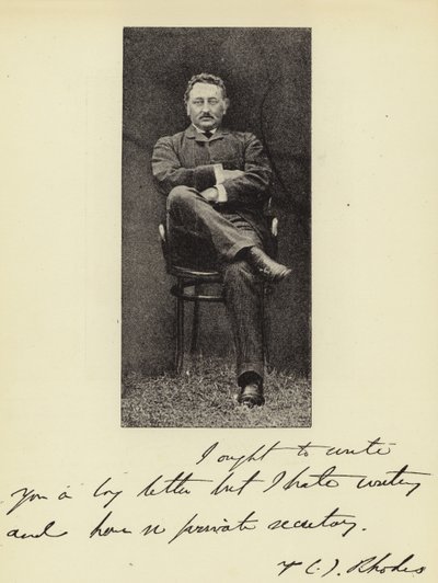 Herr Cecil J Rhodes, Premierminister der Kapkolonie von English Photographer