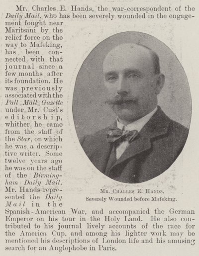 Herr Charles E. Hands, schwer verwundet vor Mafeking von English Photographer