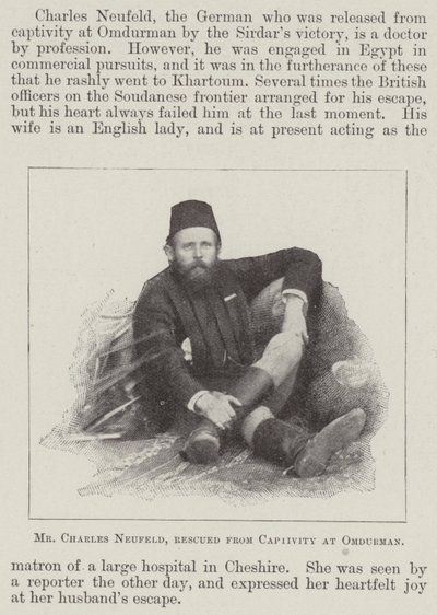 Mr. Charles Neufeld, aus der Gefangenschaft in Omdurman gerettet von English Photographer