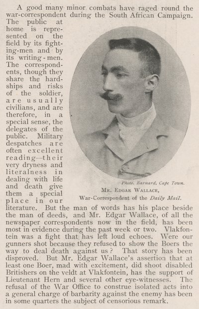 Mr. Edgar Wallace, Kriegsberichterstatter der Daily Mail von English Photographer