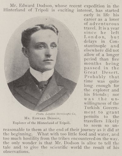 Herr Edward Dodson, Entdecker des Hinterlandes von Tripolis von English Photographer