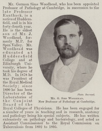 Mr G Sims Woodhead, neuer Professor für Pathologie in Cambridge von English Photographer
