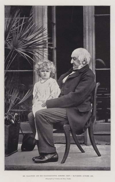 Mr Gladstone und seine Enkelin, Dorothy Drew, Hawarden, Oktober 1893 von English Photographer