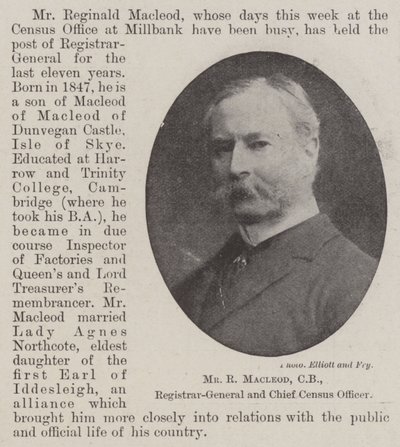 Herr R Macleod, CB, Generalregisterführer und Hauptzensusbeamter von English Photographer