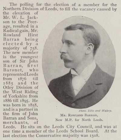 Mr. Rowland Barran, neuer Abgeordneter für Nord-Leeds von English Photographer