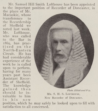 Herr S. H. S. Lofthouse, neuer Recorder von Doncaster von English Photographer