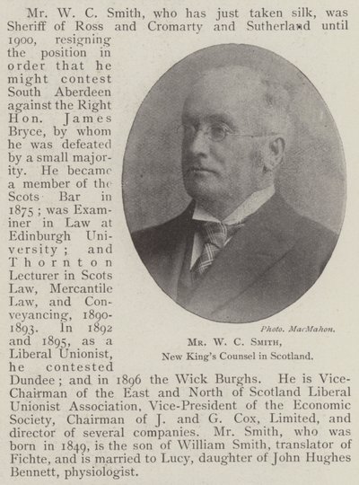 Mr. W. C. Smith, neuer King