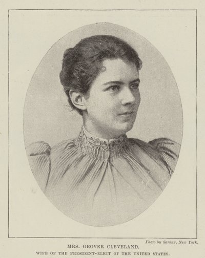 Mrs. Grover Cleveland, Ehefrau des gewählten Präsidenten der Vereinigten Staaten von English Photographer