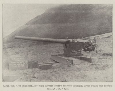 Marinekanone, Joe Chamberlain, mit Captain Scotts Positionswagen, nach zehn Schüssen von English Photographer