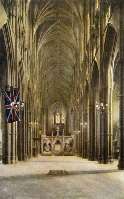 Schiff und Grab des unbekannten Soldaten, Westminster Abbey, London von English Photographer