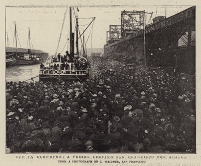 Auf nach Klondyke, ein Schiff verlässt San Francisco nach Alaska von English Photographer