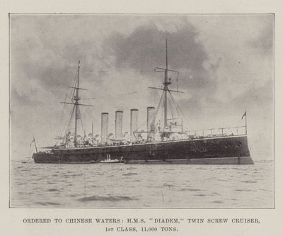 Befehl nach chinesischen Gewässern, HMS Diadem, Doppelschrauben-Kreuzer, 1. Klasse, 11.000 Tonnen von English Photographer