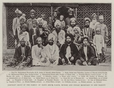 Porträtgruppe der Familie von Hafiz Abdul Karim, Munshi und indischer Sekretär Ihrer Majestät von English Photographer