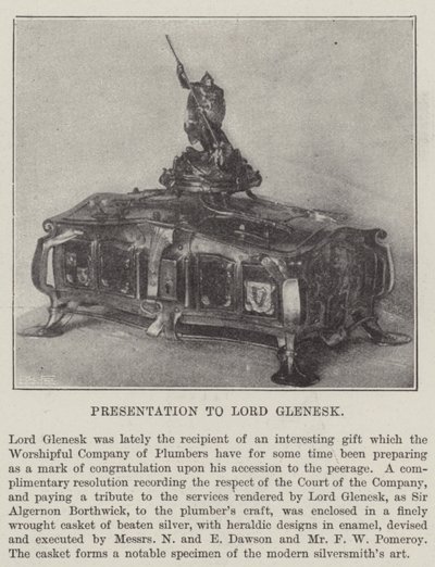 Übergabe an Lord Glenesk von English Photographer