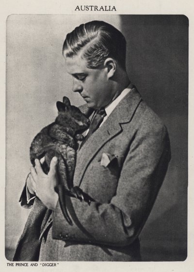 Prinz von Wales und Digger, ein Baby-Känguru (s/w Foto) von English Photographer