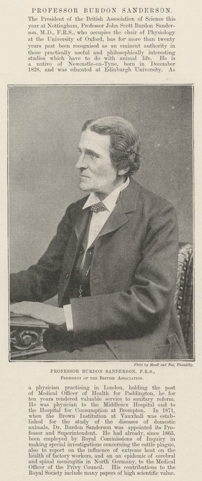 Professor Burdon Sanderson, FRS, Präsident der British Association von English Photographer