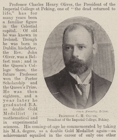 Professor C H Oliver, Präsident des Kaiserlichen Kollegs, Peking von English Photographer