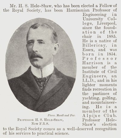 Professor H S Hele-Shaw, neuer FRS von English Photographer