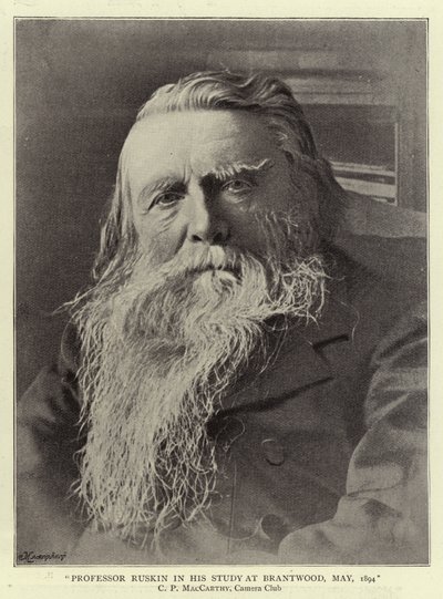Professor Ruskin in seinem Arbeitszimmer in Brantwood, Mai 1894 von English Photographer
