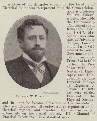 Professor W E Ayrton von English Photographer