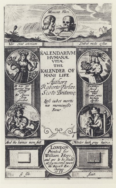 R Farley, Kalendarium humanae vitae, W Hope 1638 von English Photographer