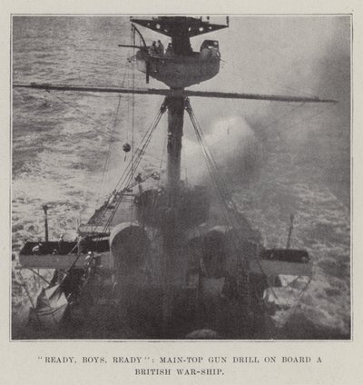 Bereit, Jungs, bereit, Hauptmastkanonenübung an Bord eines britischen Kriegsschiffs von English Photographer