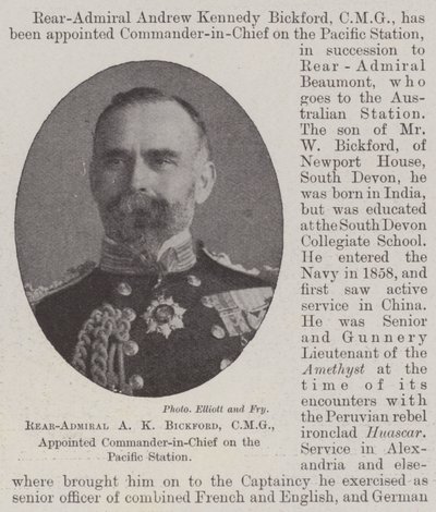 Konteradmiral A K Bickford, CMG, zum Oberbefehlshaber der Pazifikstation ernannt von English Photographer